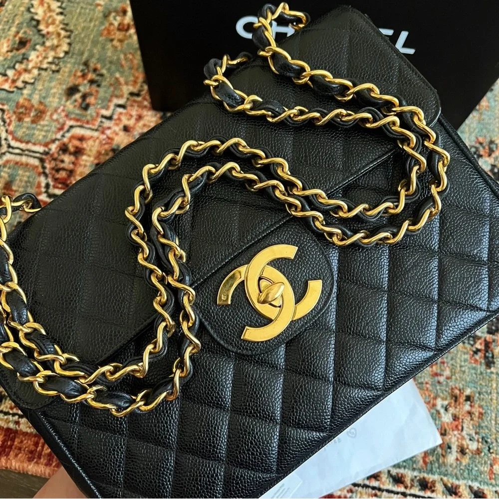 ❌SOLD-payment plan❌ Chanel Classic Vintage Jumbo Caviar Single Flap Bag - Picture 5 of 11